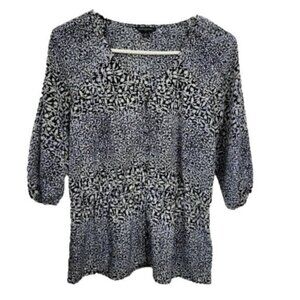 Banana Republic Peplum Blouse Medium BOHO gathered Peasant puff slvs see desc!